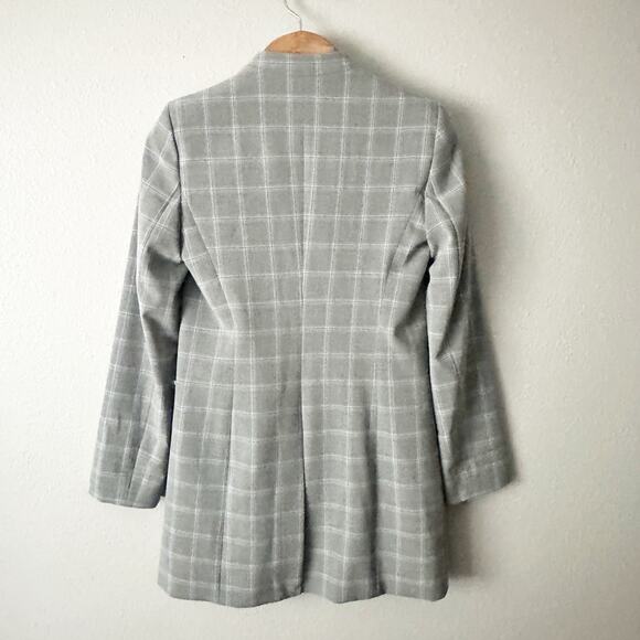 NWOT Calvin Klein Gray & Light Blue Windowpane Suiting Overcoat women’s size 2 - Picture 7 of 11